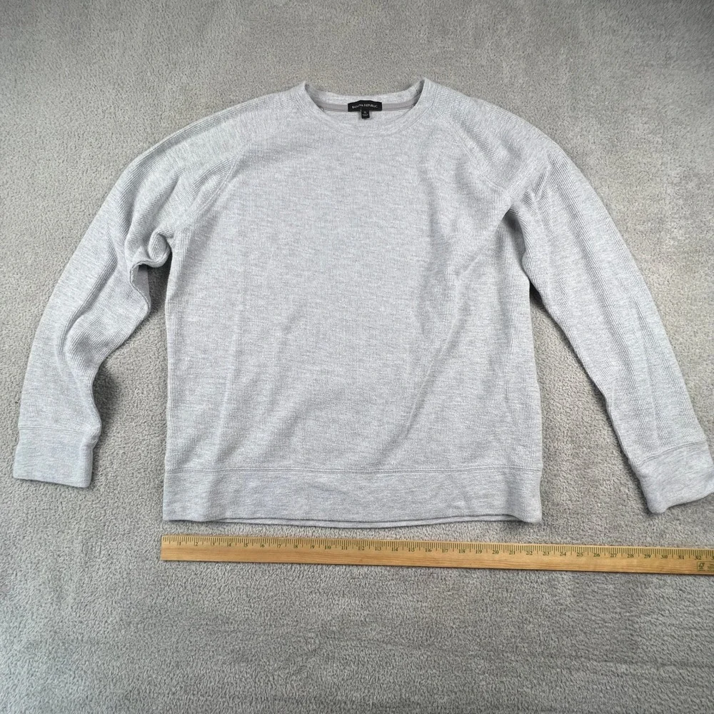 Banana Republic Sweatshirt Mens XL Gray Waffle Knit Raglan Pullover Casual‎